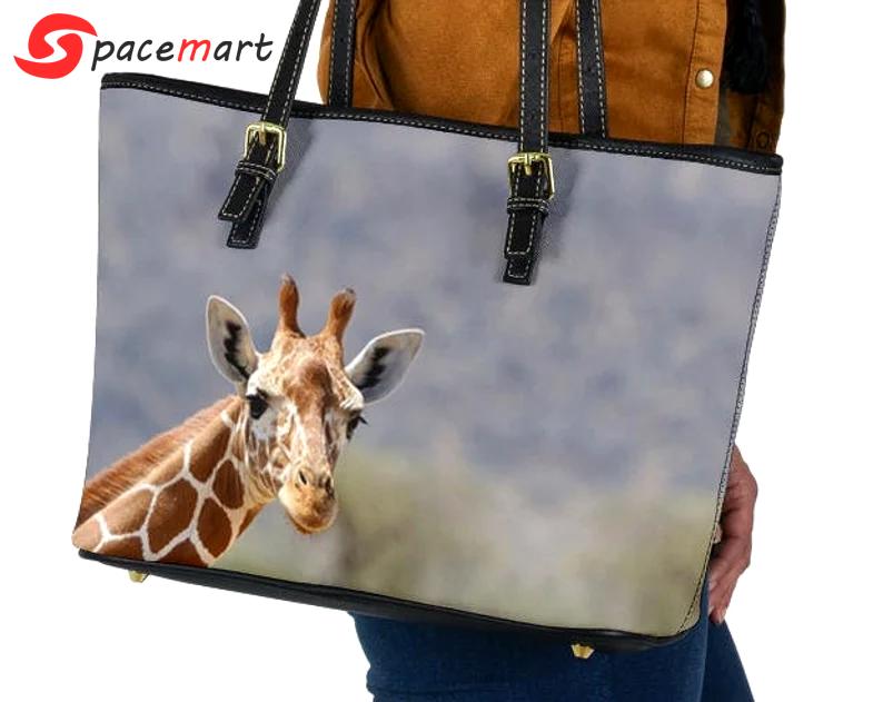 Giraffe leather handbag - shoulder tote bag 266 Leather Tote Bag