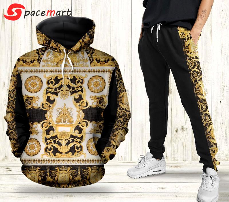 Gianni versace hoodie sweatpants pants luxury brand clothing clothes outfit for men-3 Hoodie Long Pants 3D Set