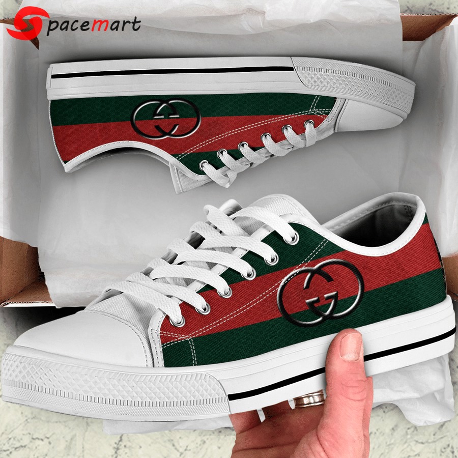 Gucci white stripe low top canvas shoes sneakers hot best for men women 102 lwcs Low Top Canvas Shoes