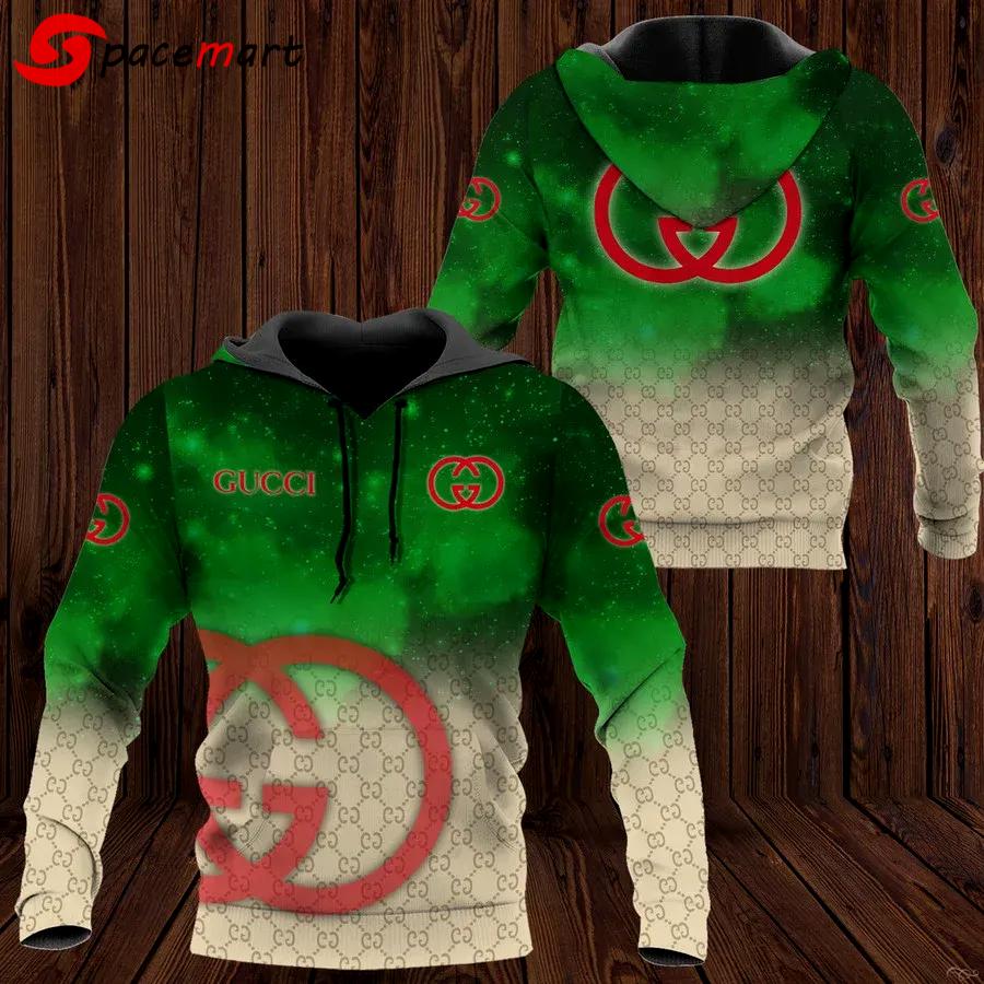 Gucci red logo green beige luxury brand unisex hoodie for men women Hoodie 3D