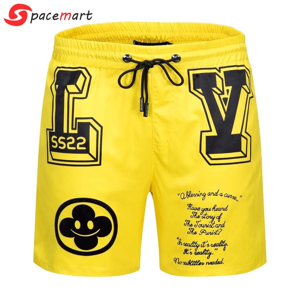 Louis vuitton yellow luxury brand all over print shorts pants for men 143 Shorts For Ment