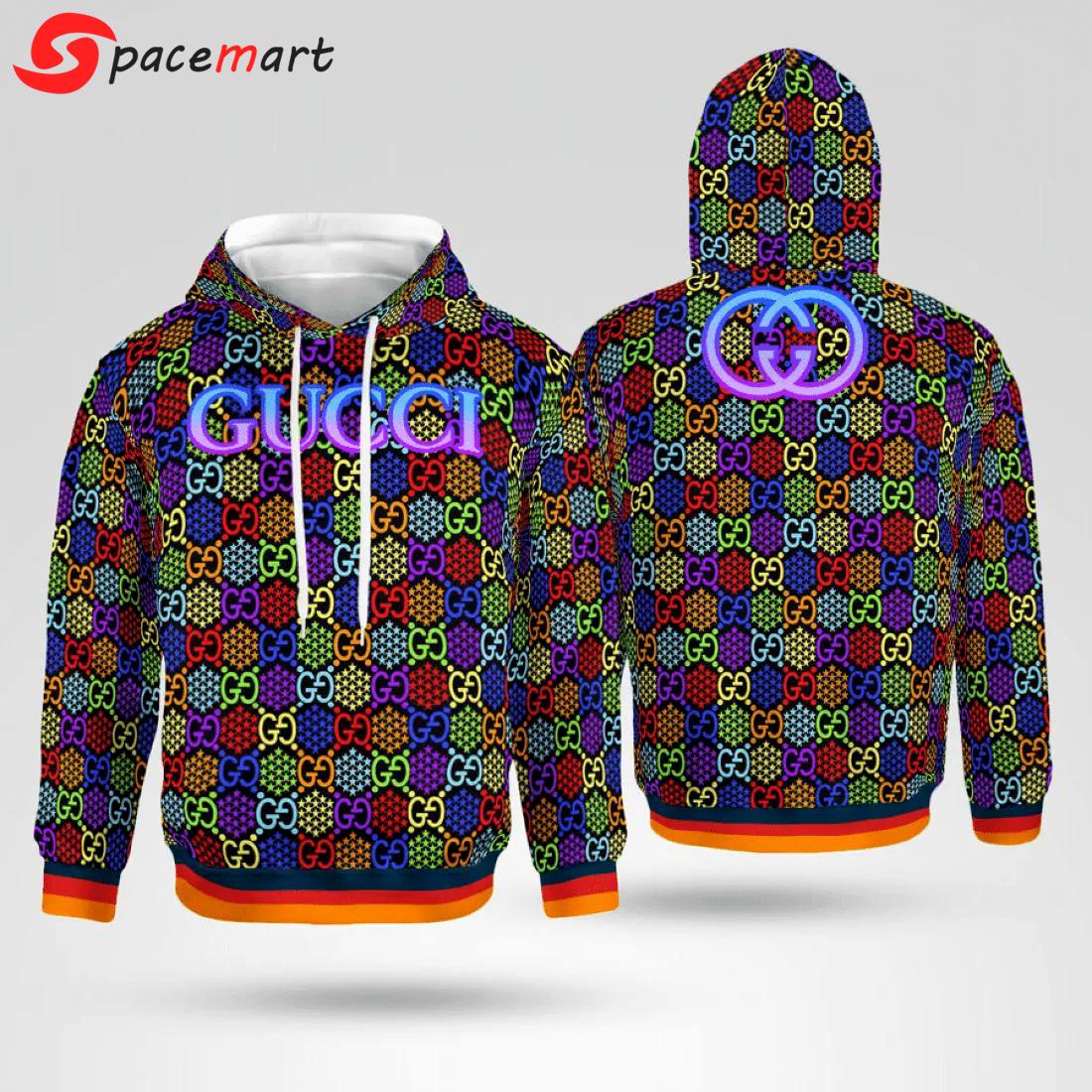 Gucci multicolor unisex hoodie for men women luxury brand clothing clothes outfit Hoodie 3D