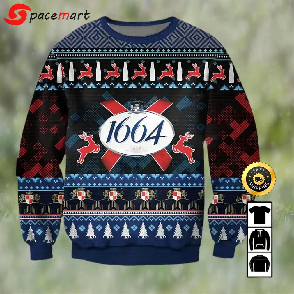 1664 blanc beer ugly christmas sweater, faux wool sweater, international beer day, gifts for beer lovers, best christmas gifts for 2022, merry christmas ? prinvity Christmas Ugly Sweater