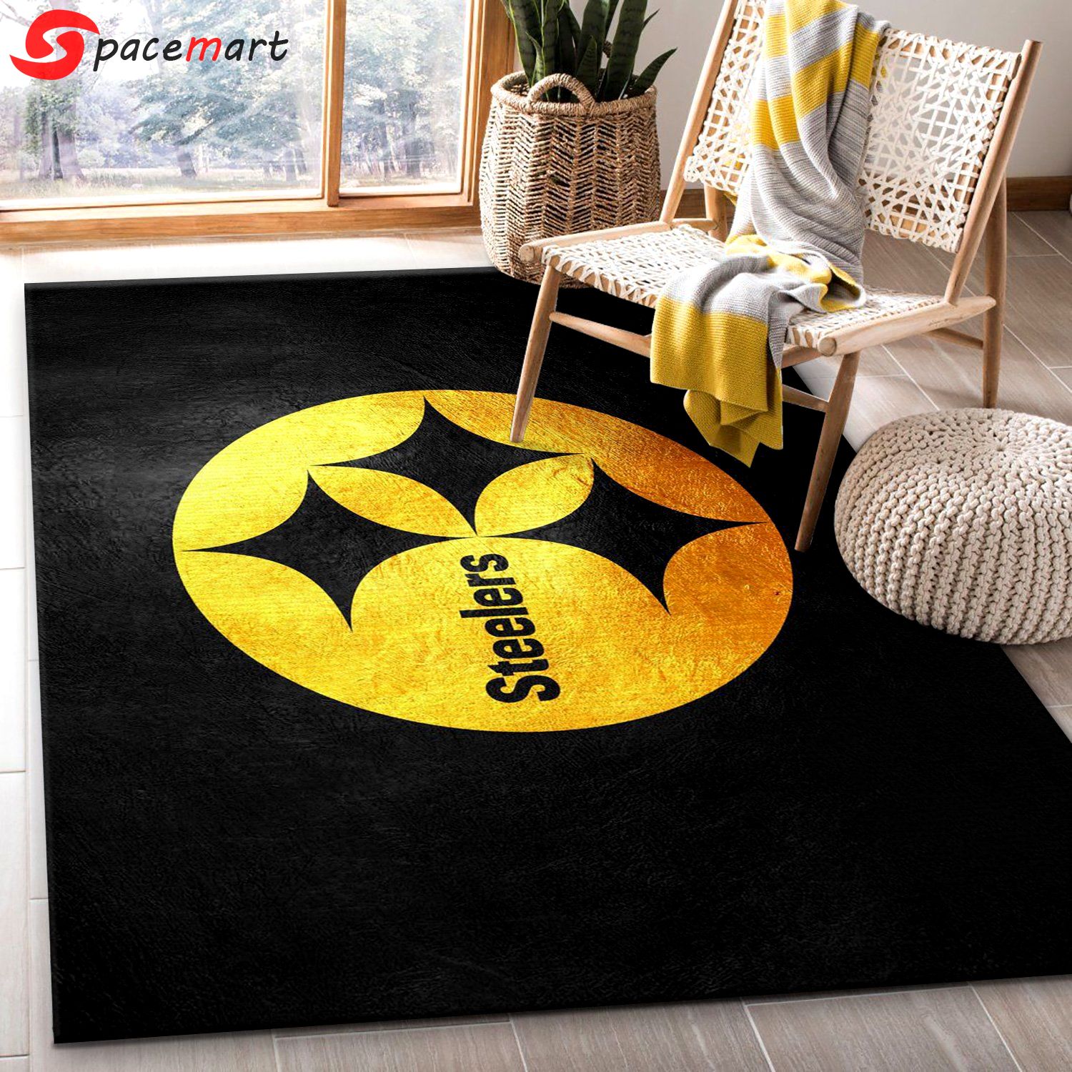 Pittsburgh Steelers NFL Team Logos Area Rug- Kitchen Rug- US Gift Decor