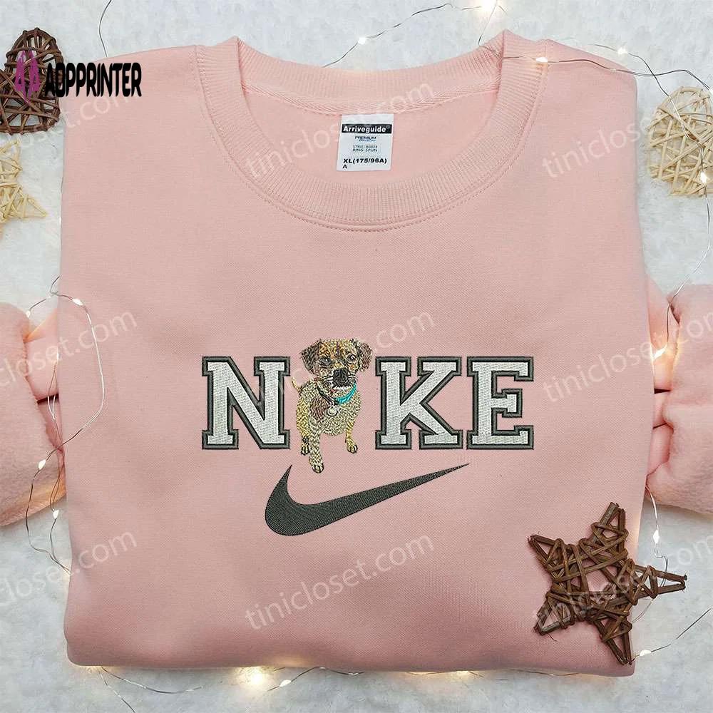 Airedale terrier x nike embroidered shirt: custom animal design for fashionable nike lovers Embroidered Shirt
