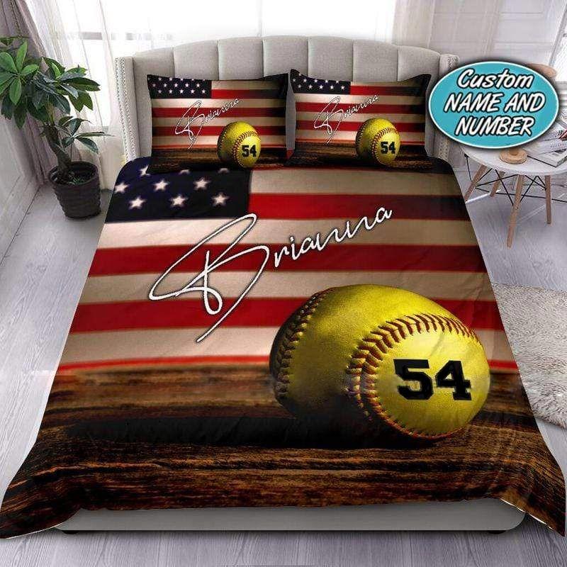 American flag softball ball custom bedding set with your full bedding set Bedding Sets