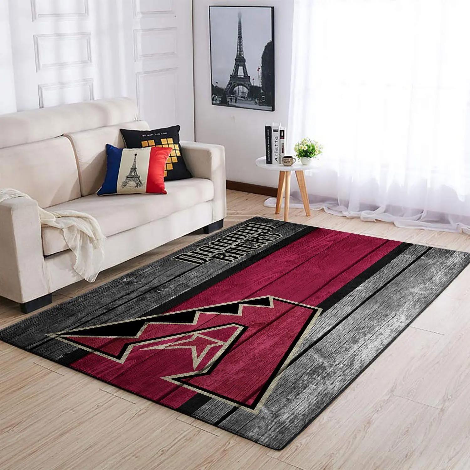 Arizona diamondbacks wooden style area rug mlb team logo carpet 3 Rectangle Rug