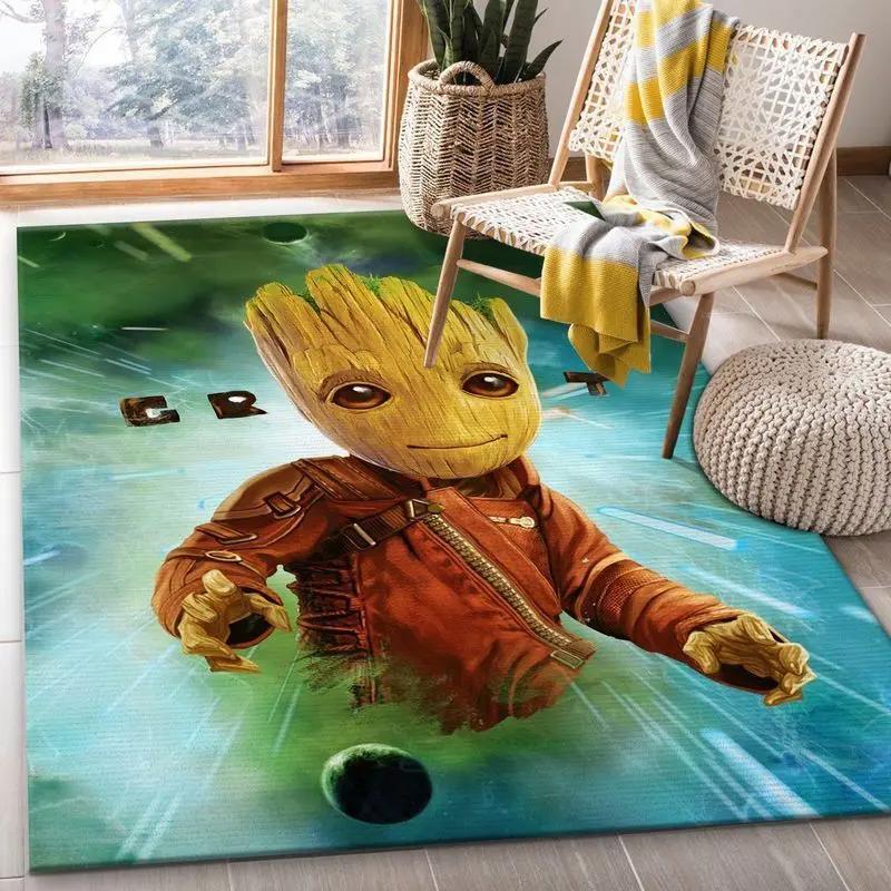 Baby groot in space area rug living room and bed room rug rug regtangle carpet floor decor home decor Rectangle Rug