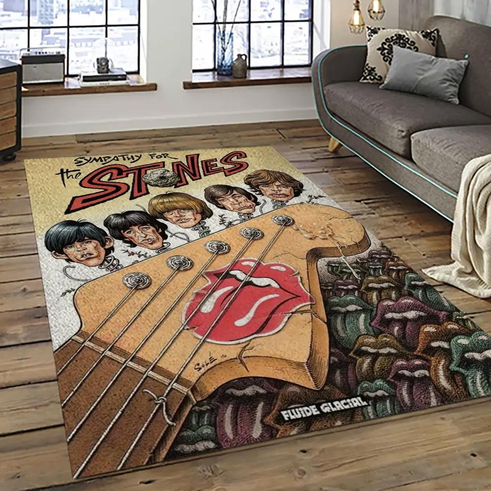 Band the rolling stones music carpet rectangle area rug for living room bedroom decor trs34 Rectangle Rug