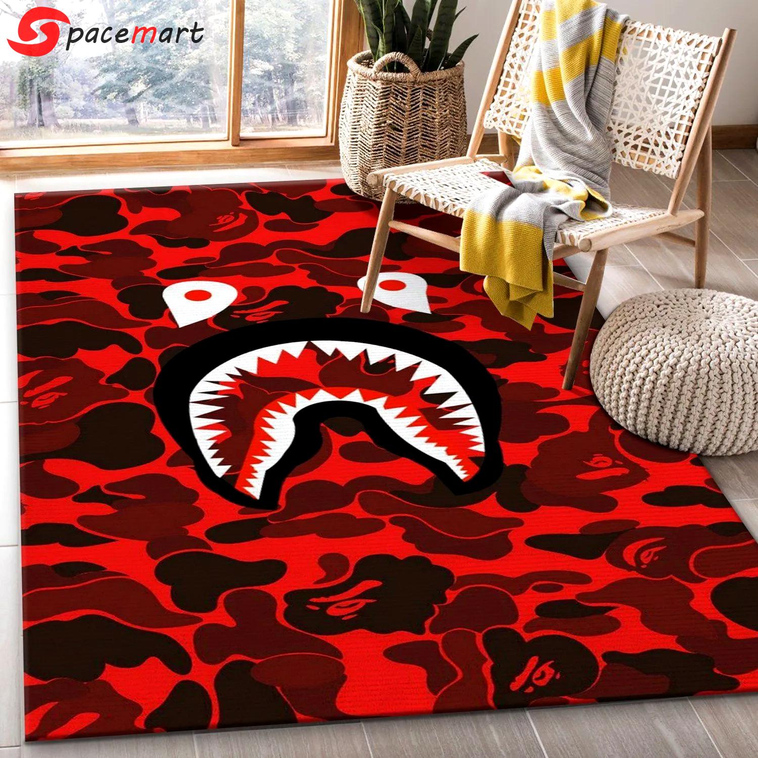 Bape logo type 125. Upgrade Your Living Room with Luxury Home Decor: Area Carpets, Floor Decor, Door Mats, and Hot Gift Items with style a High-End Fashion Brand Rectangle Rug