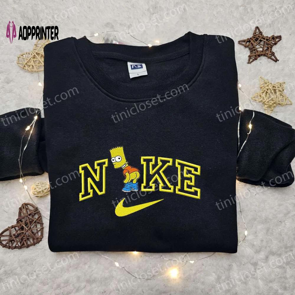 Bart simpson x nike cartoon embroidered tshirt: best nike inspired shirt for birthday gifts Embroidered Shirt