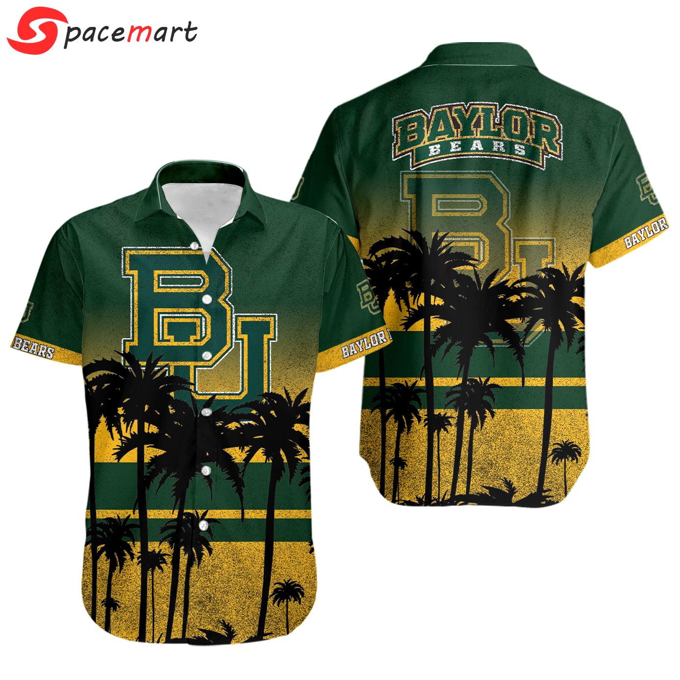 Baylor bears college theme on aloha hawaiian shirt Hawaii Shirt Shorts & Flip Flops