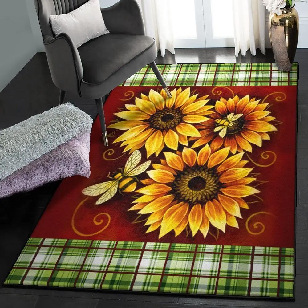 Bee living room rugs, sunflower and bee gs cl rug Rectangle Rug