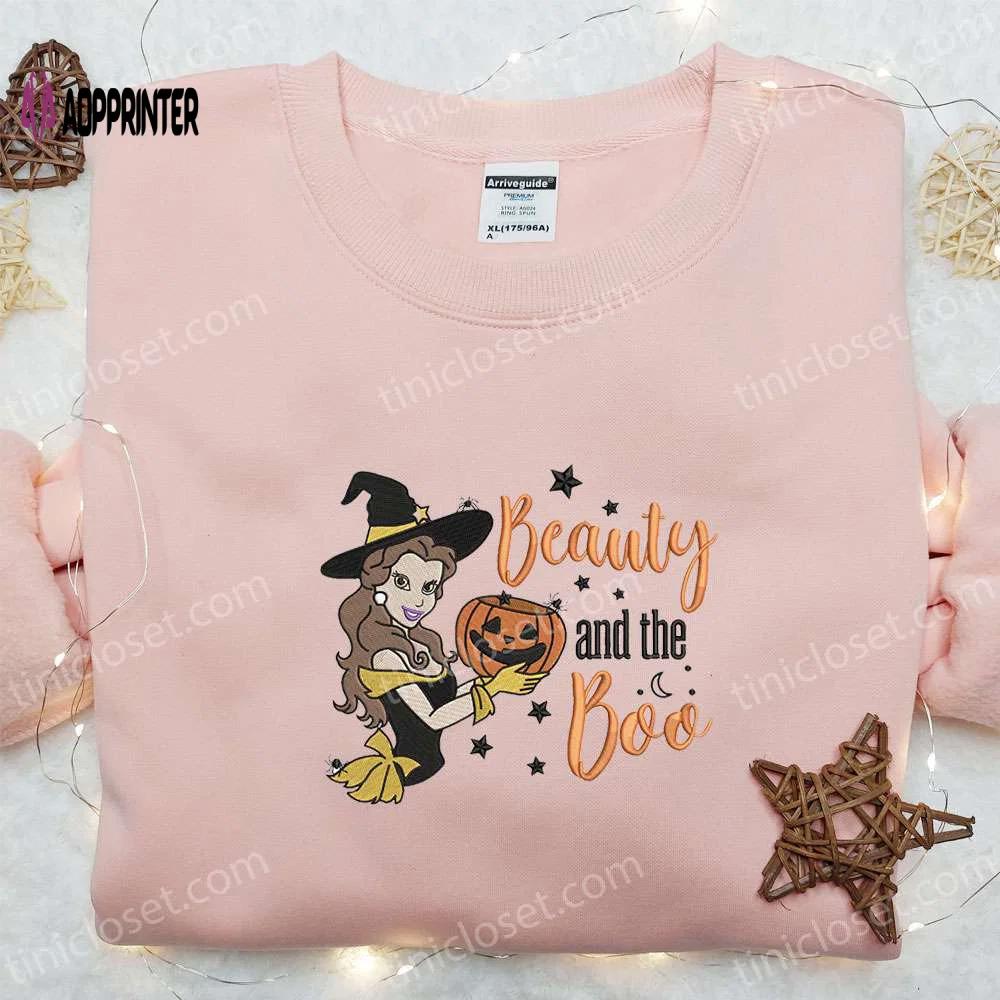 Belle beauty & the boo embroidered sweatshirt: disney princess hoodie best halloween gift ideas Embroidered Shirt