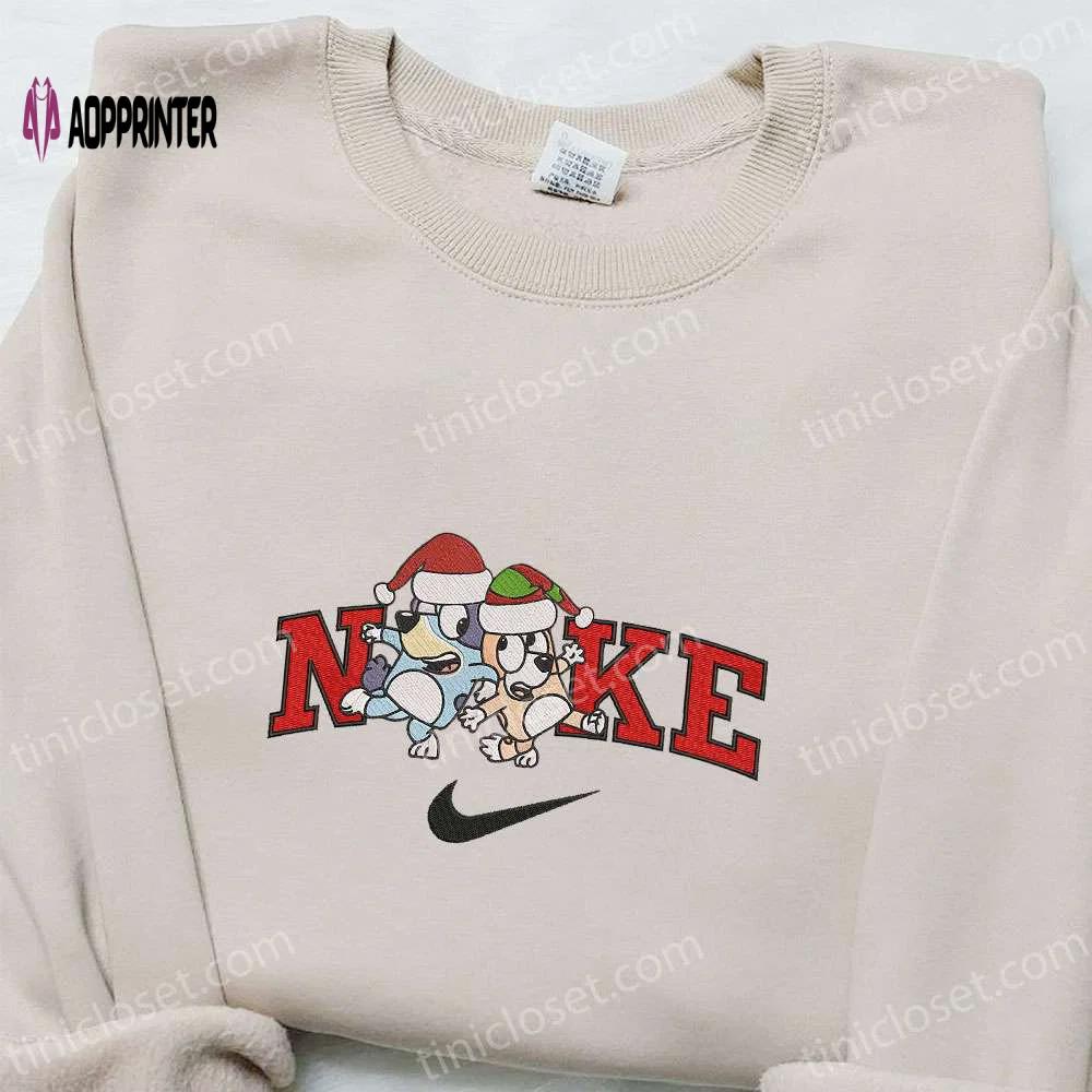 Bingo & bluey xmas hat x nike embroidered sweatshirt: best christmas gift ideas Embroidered Shirt