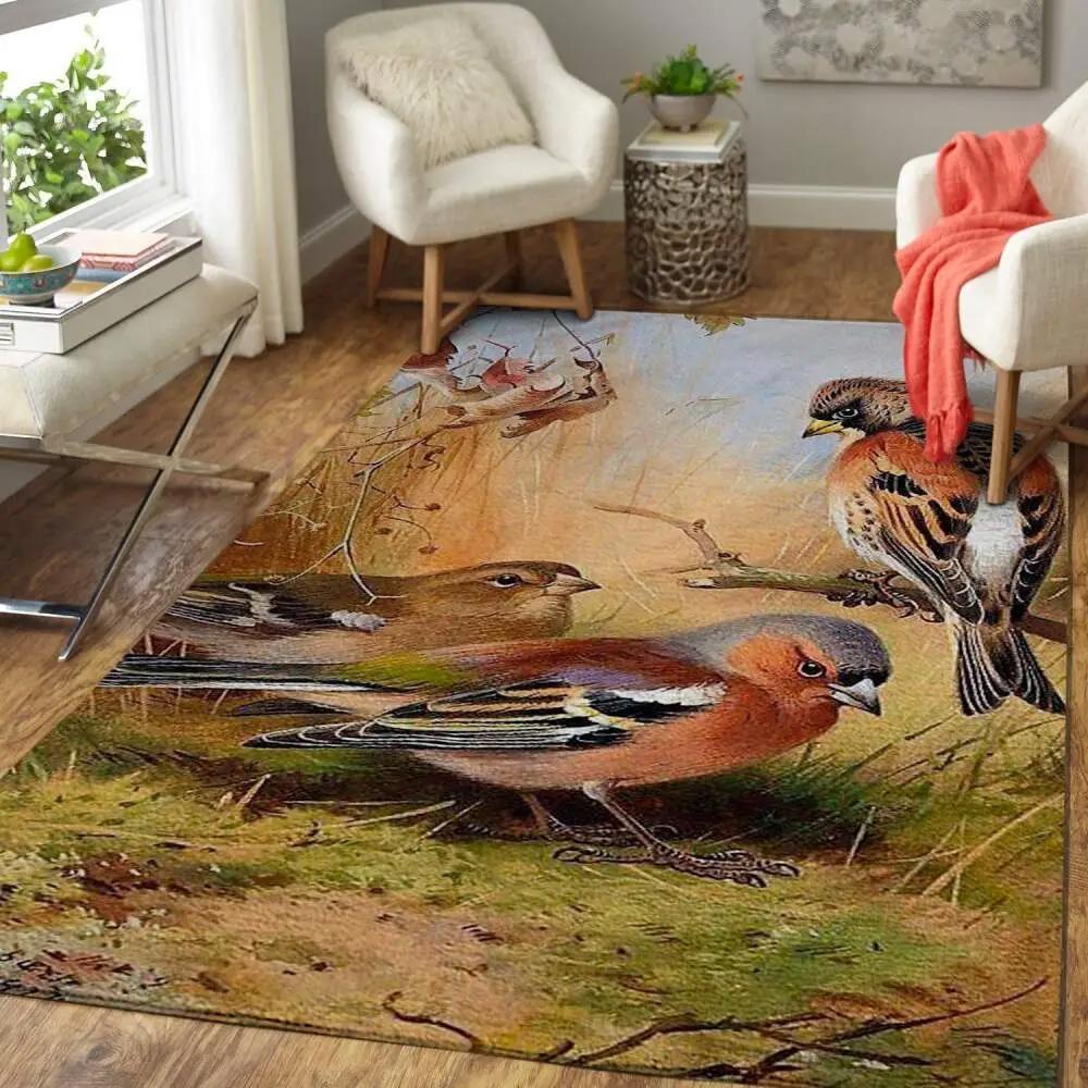 Birds area rug animal print rug regtangle carpet floor decor home decor Rectangle Rug