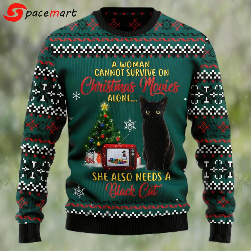 Black cat christmas movie ugly christmas sweater Christmas Ugly Sweater
