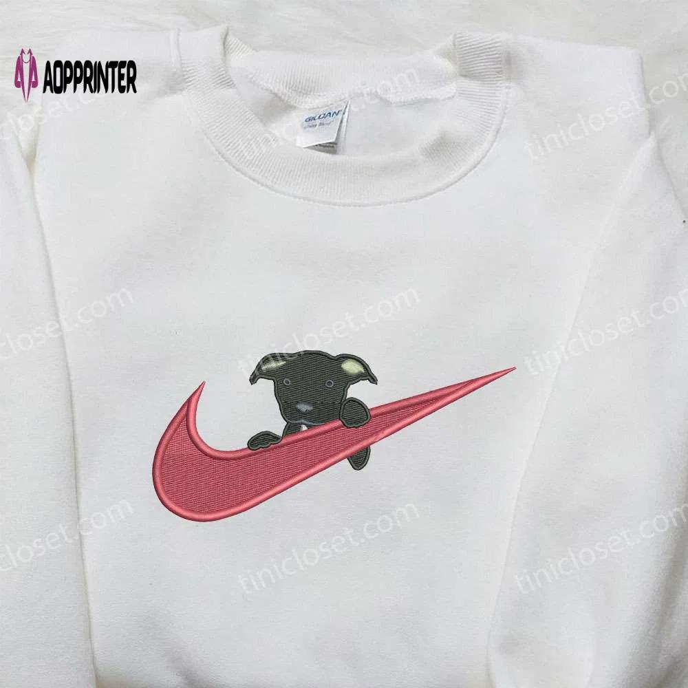 Black dog x nike embroidered shirt: animal & custom nike design Embroidered Shirt