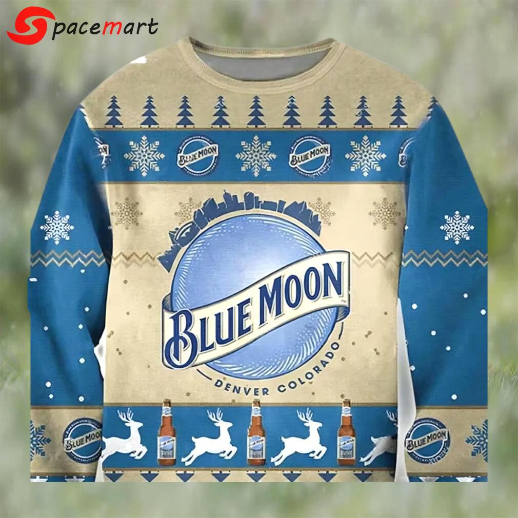 Blue moon ugly christmas sweater, faux wool sweater, international beer day, gifts for beer lovers, best christmas gifts for 2022 ? prinvity Christmas Ugly Sweater