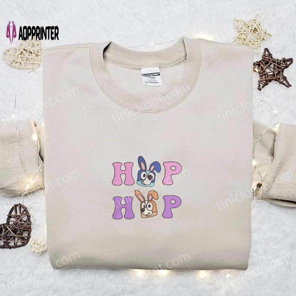 Bluey & bingo hop hop shirt thanksgiving hoodie best holiday gift idea Embroidered Shirt