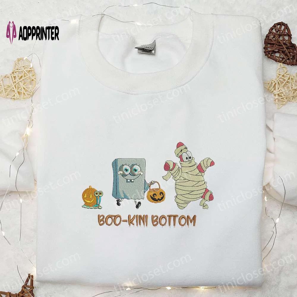 Boo kini bottom spongebob embroidered shirt: funny halloween gift ideas Embroidered Shirt