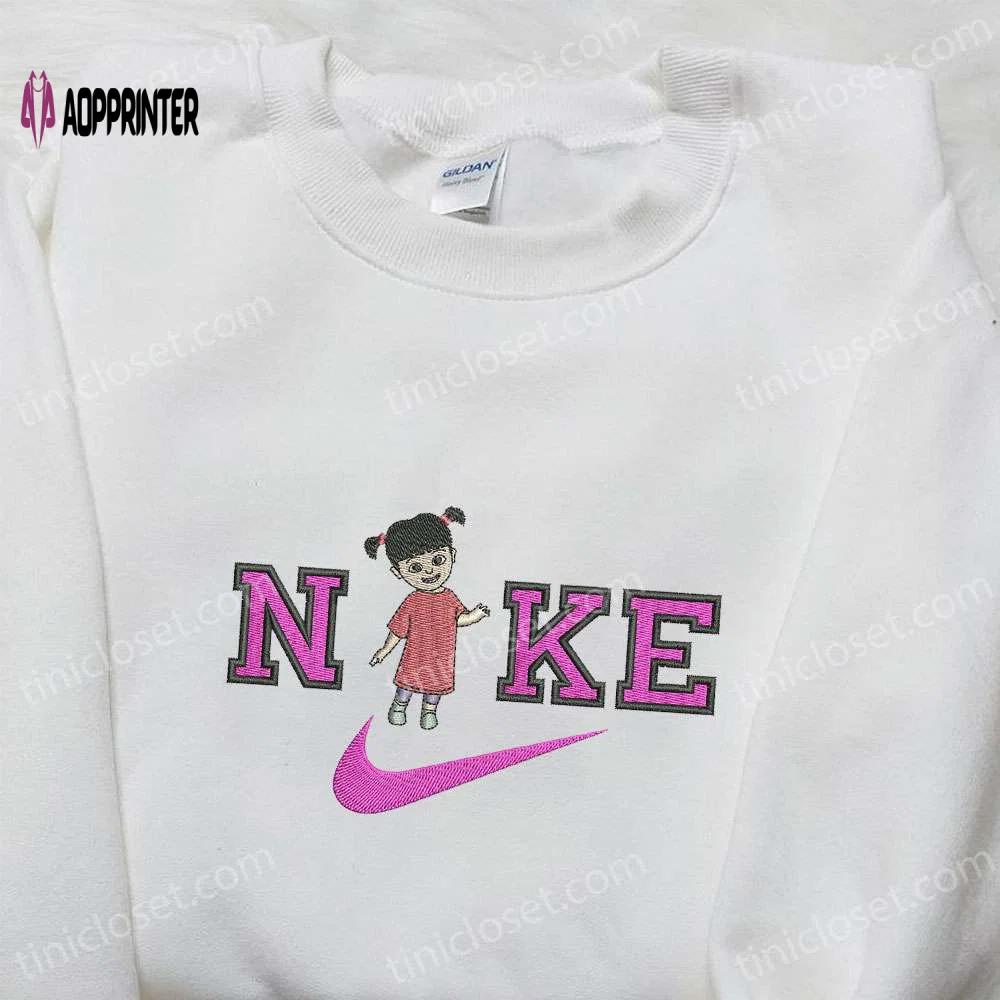 Boo x nike cartoon hoodie & monsters inc shirt: embroidered nike inspired apparel Embroidered Shirt