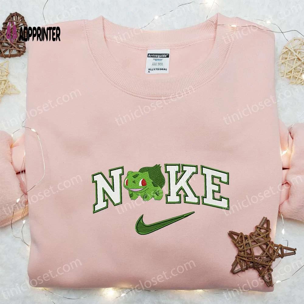 Bulbasaur x nike embroidered hoodie pokemon sweatshirt & custom t-shirt – stylish & unique apparel Embroidered Shirt
