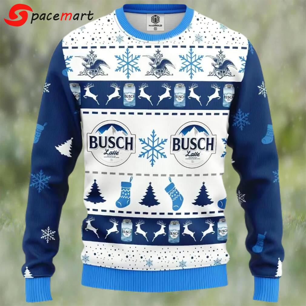 Busch latte beer ugly christmas sweater, faux wool sweater, gifts for beer lovers, international beer day, best christmas gifts for 2022 ? prinvity Christmas Ugly Sweater