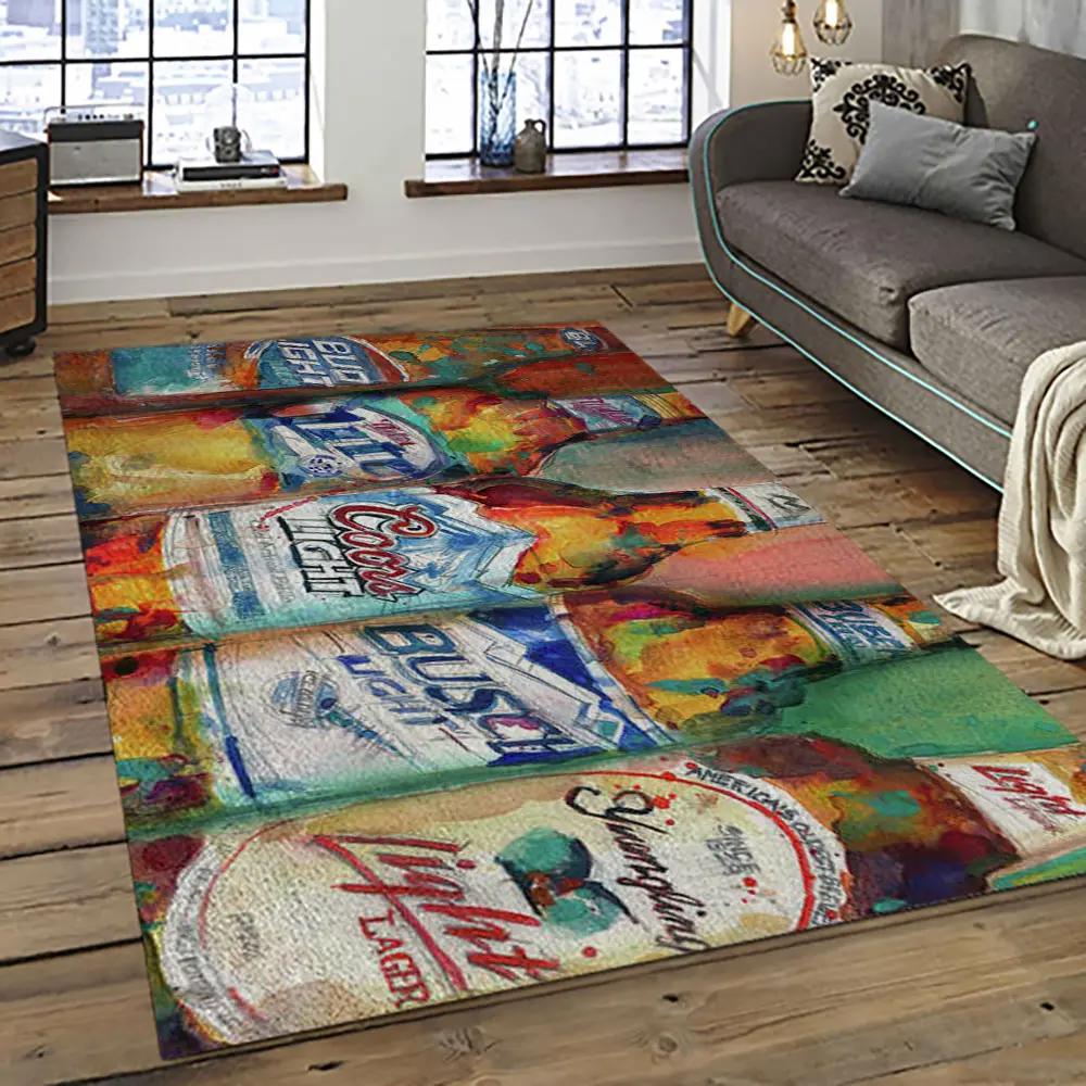 Busch light style living room retangle carpet area rug home decor room decor gift for friends bl11 Rectangle Rug