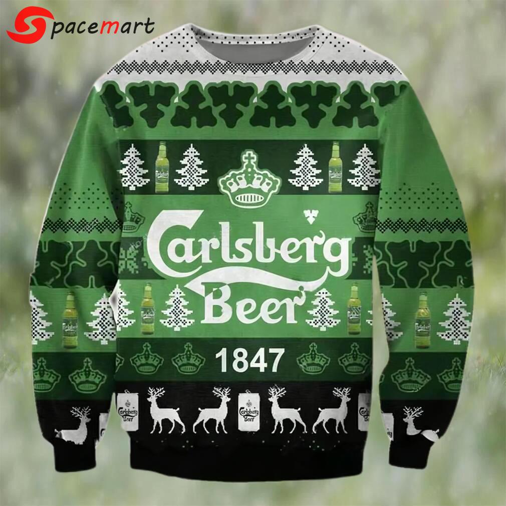 Carlsberg beer 1847 ugly christmas sweater, faux wool sweater, international beer day, gifts for beer lovers, best christmas gifts for 2022 ? prinvity Christmas Ugly Sweater
