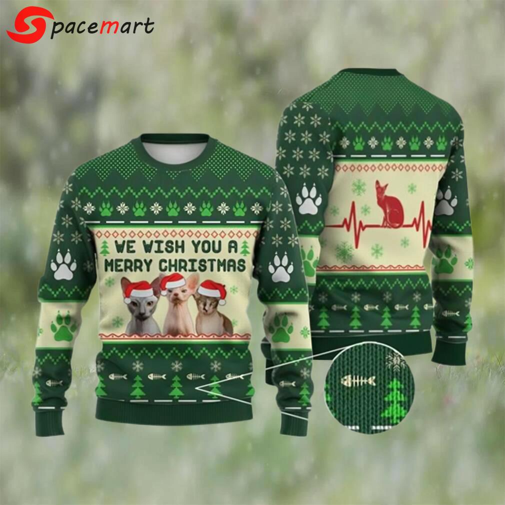Cat christmas sweater sphynx cat we wish you a merry ugly christmas sweater 3d Christmas Ugly Sweater