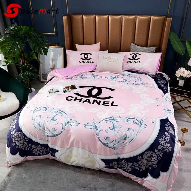 Chanel beautiful flowers bedding 3d printed bedding sets quilt sets duvet cover luxury brand bedding decor bedroom sets best luxury bed sets gift thankgivings and christmas Bedding Sets
