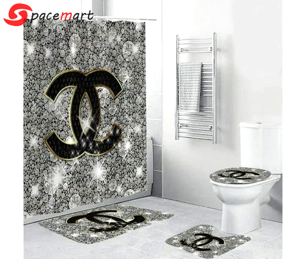 Chanel bling bathroom sets home decor hypebeast bath mat luxury fashion brand Bathroom Set