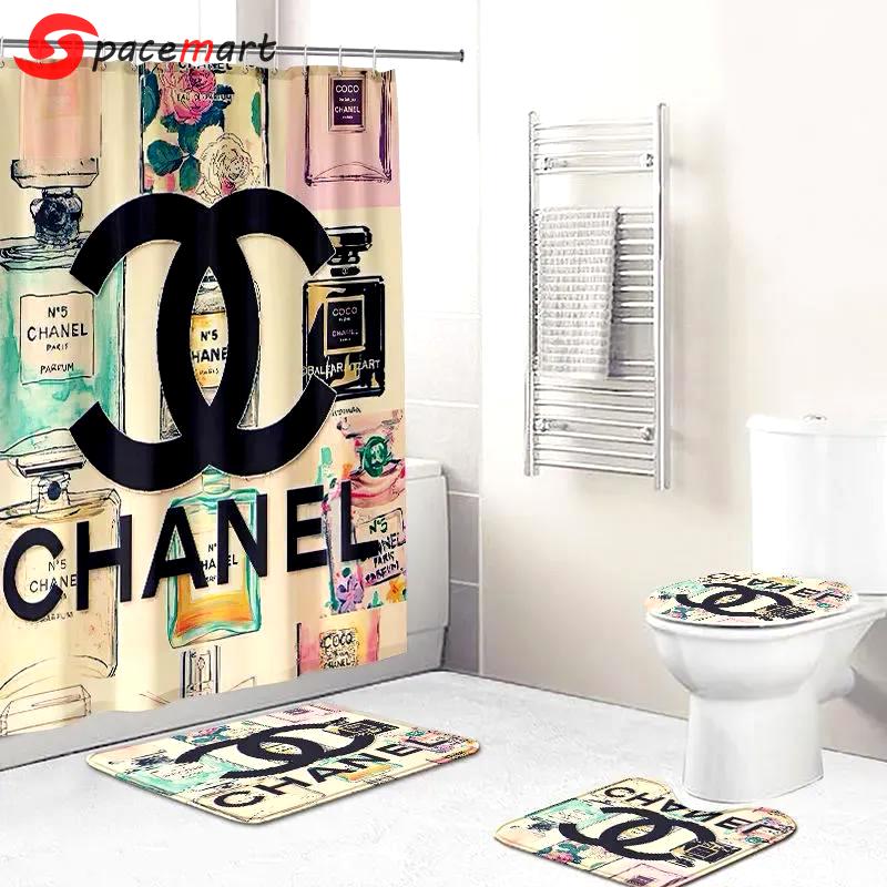 Chanel coco perfume bathroom sets hypebeast home decor luxury fashion brand bath mat Bathroom Set