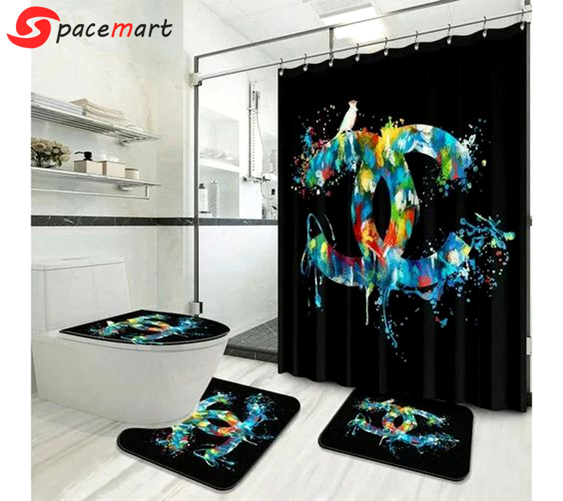 Chanel colorful bathroom set home decor hypebeast luxury fashion brand bath mat Bathroom Set