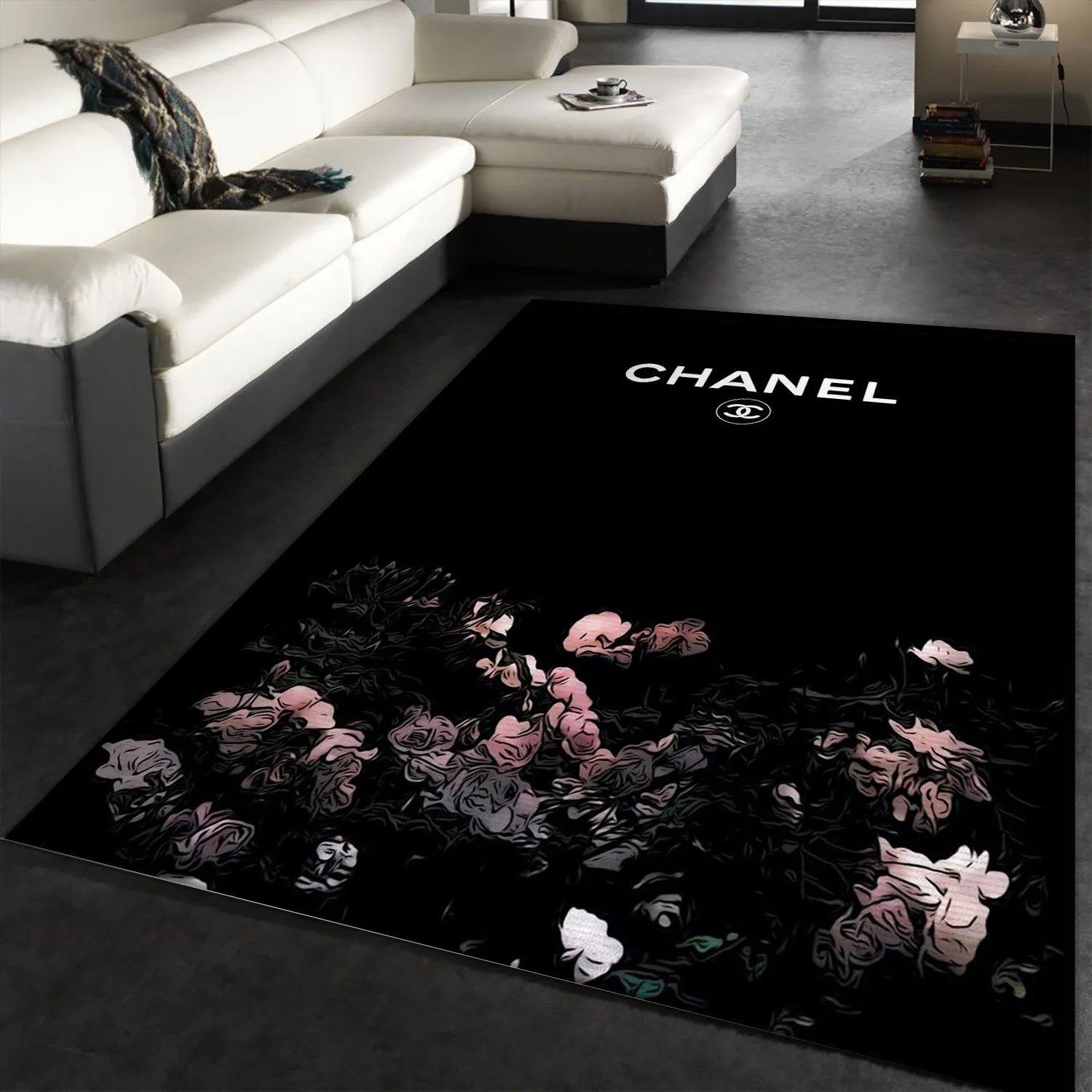 Chanel logo type 120. Upgrade Your Living Room with Luxury Home Decor: Area Carpets, Floor Decor, Door Mats, and Hot Gift Items with style a High-End Fashion Brand Rectangle Rug
