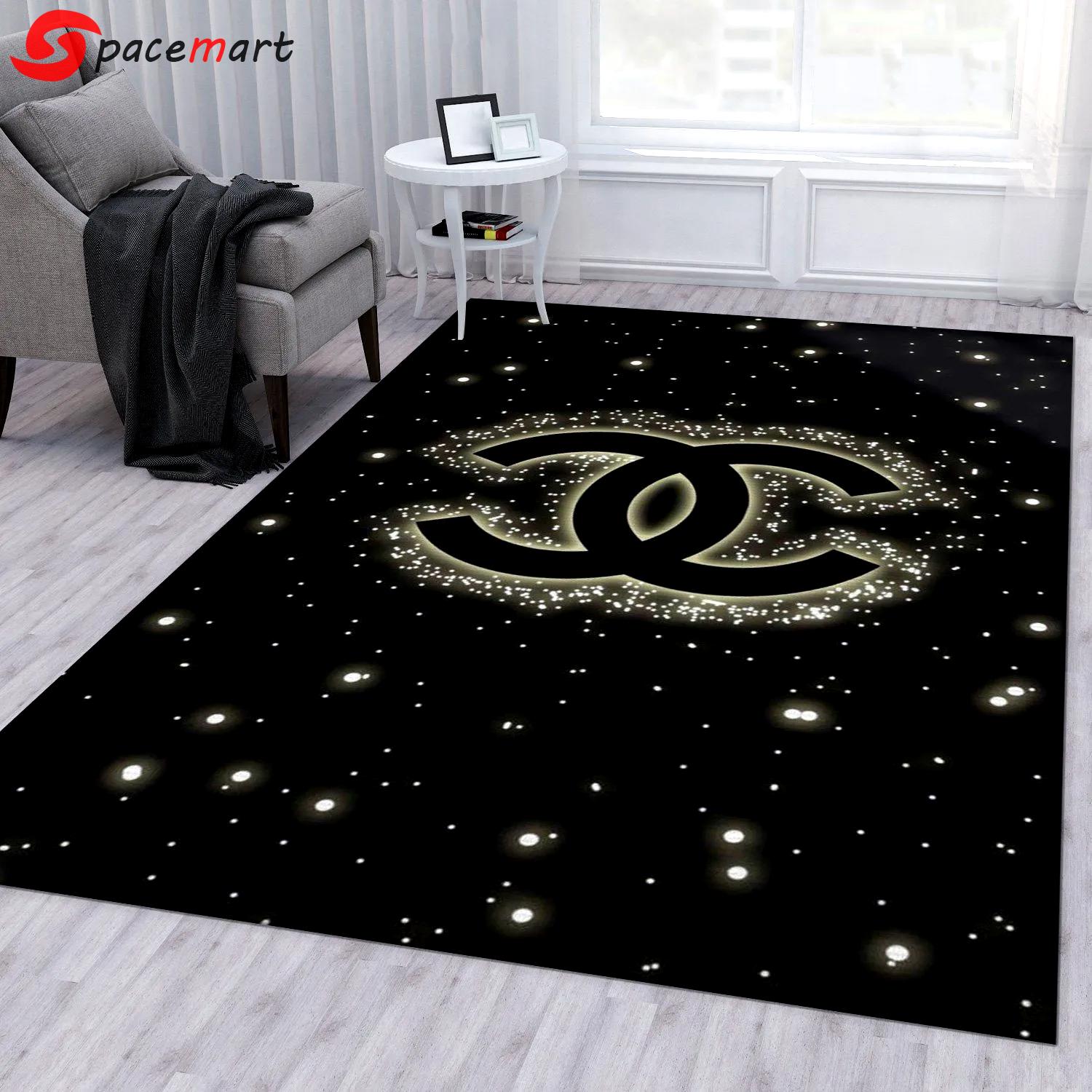 Chanel logo type 735. Upgrade Your Living Room with Luxury Home Decor: Area Carpets, Floor Decor, Door Mats, and Hot Gift Items with style a High-End Fashion Brand Rectangle Rug