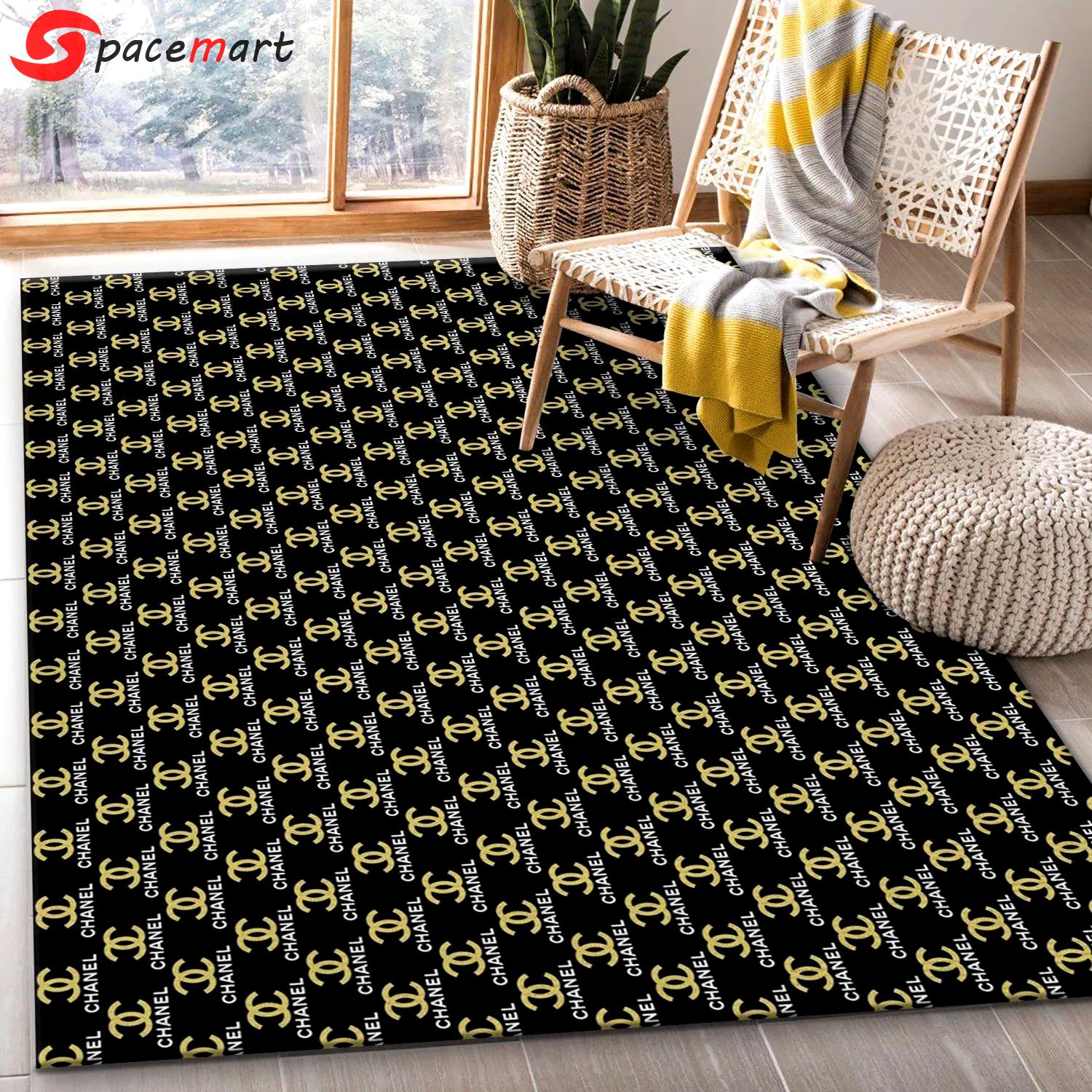 Chanel logo type 825. Upgrade Your Living Room with Luxury Home Decor: Area Carpets, Floor Decor, Door Mats, and Hot Gift Items with style a High-End Fashion Brand Rectangle Rug