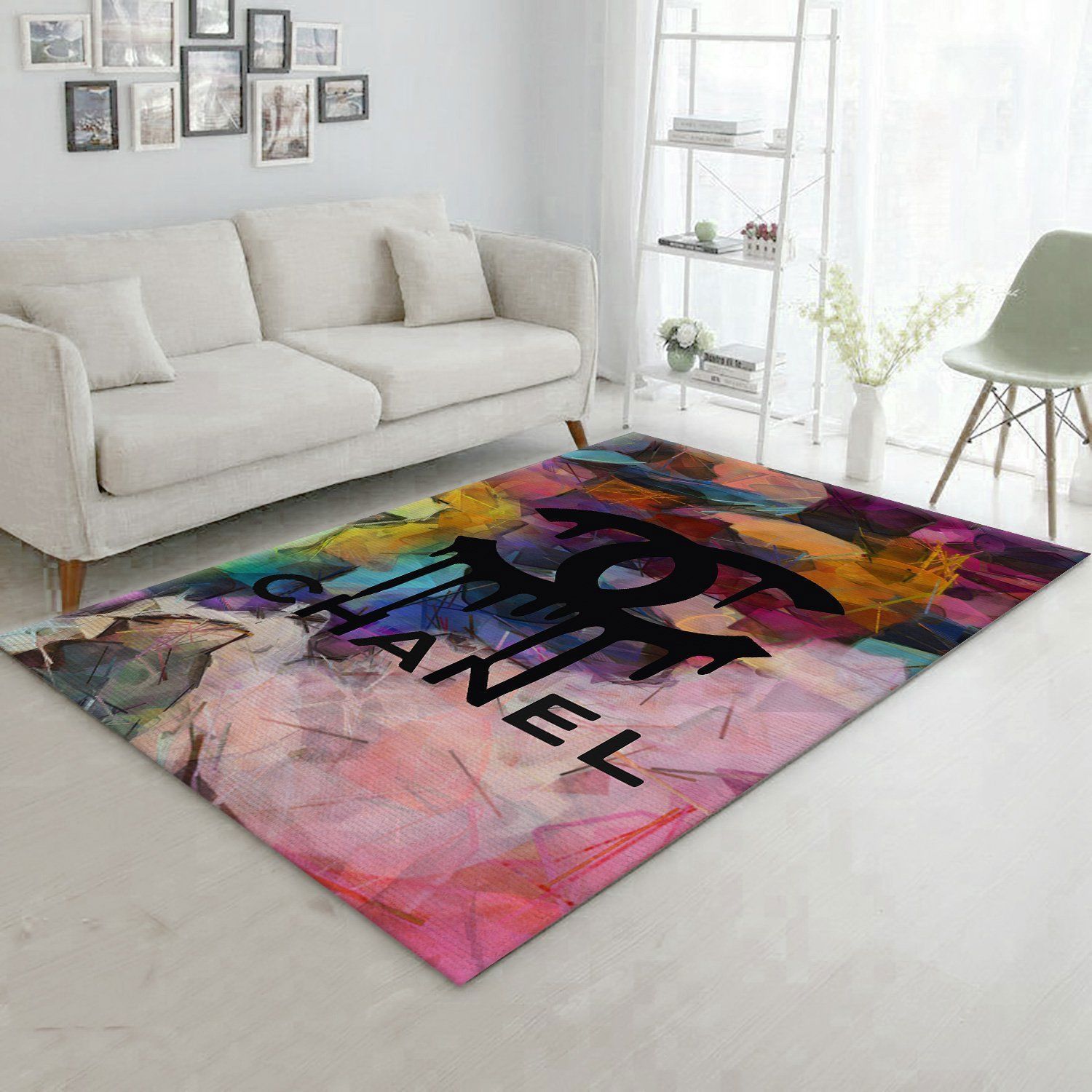 Chanel multicolor logo type 554. Upgrade Your Living Room with Luxury Home Decor: Area Carpets, Floor Decor, Door Mats, and Hot Gift Items with style a High-End Fashion Brand Rectangle Rug