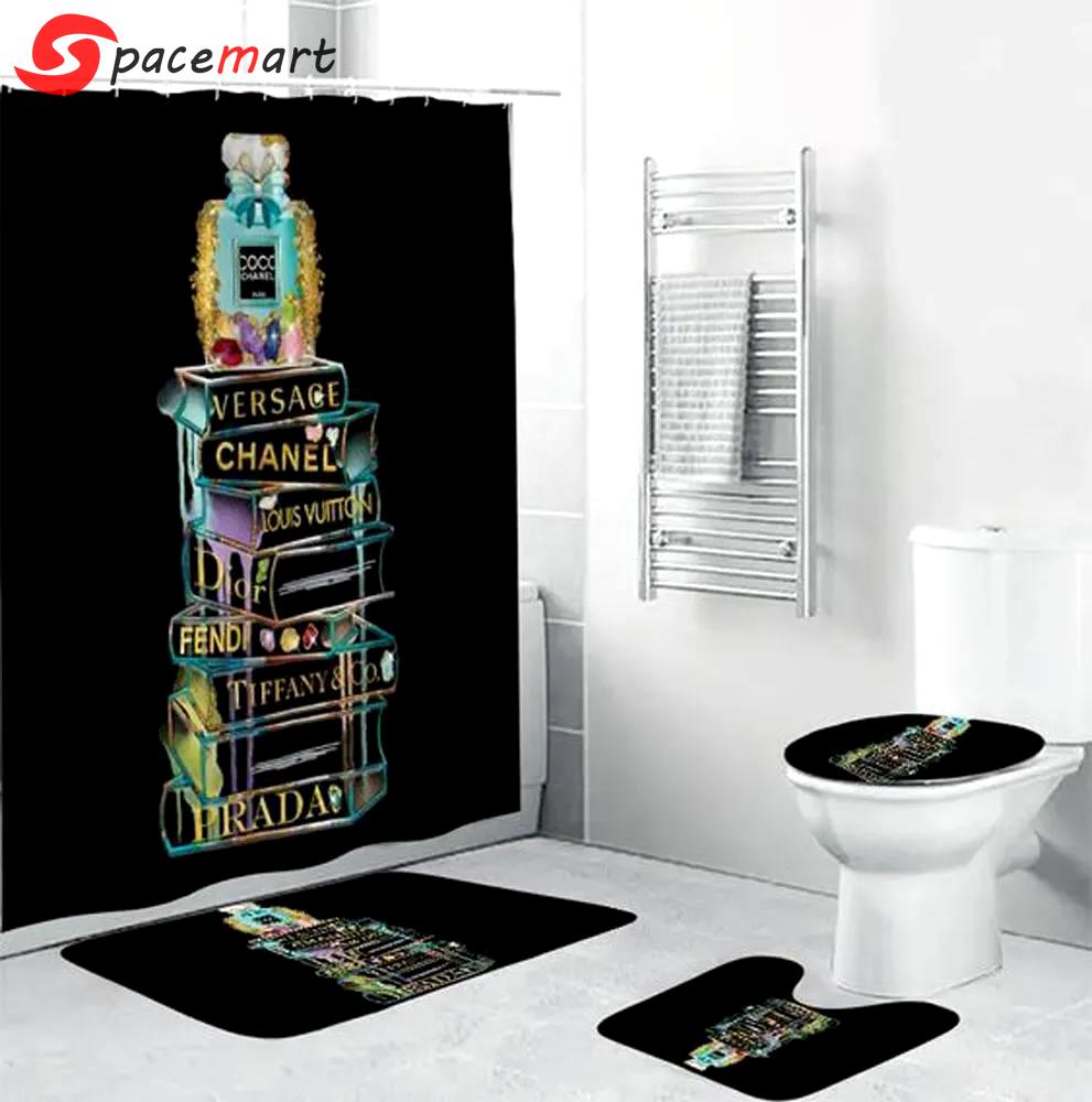 Chanel perfume bathroom set bath mat hypebeast luxury fashion brand home decor Bathroom Set