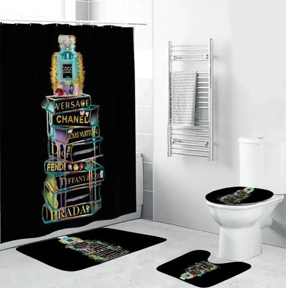Chanel perfume bathroom sets home decor luxury fashion brand bath mat hypebeast Bathroom Set