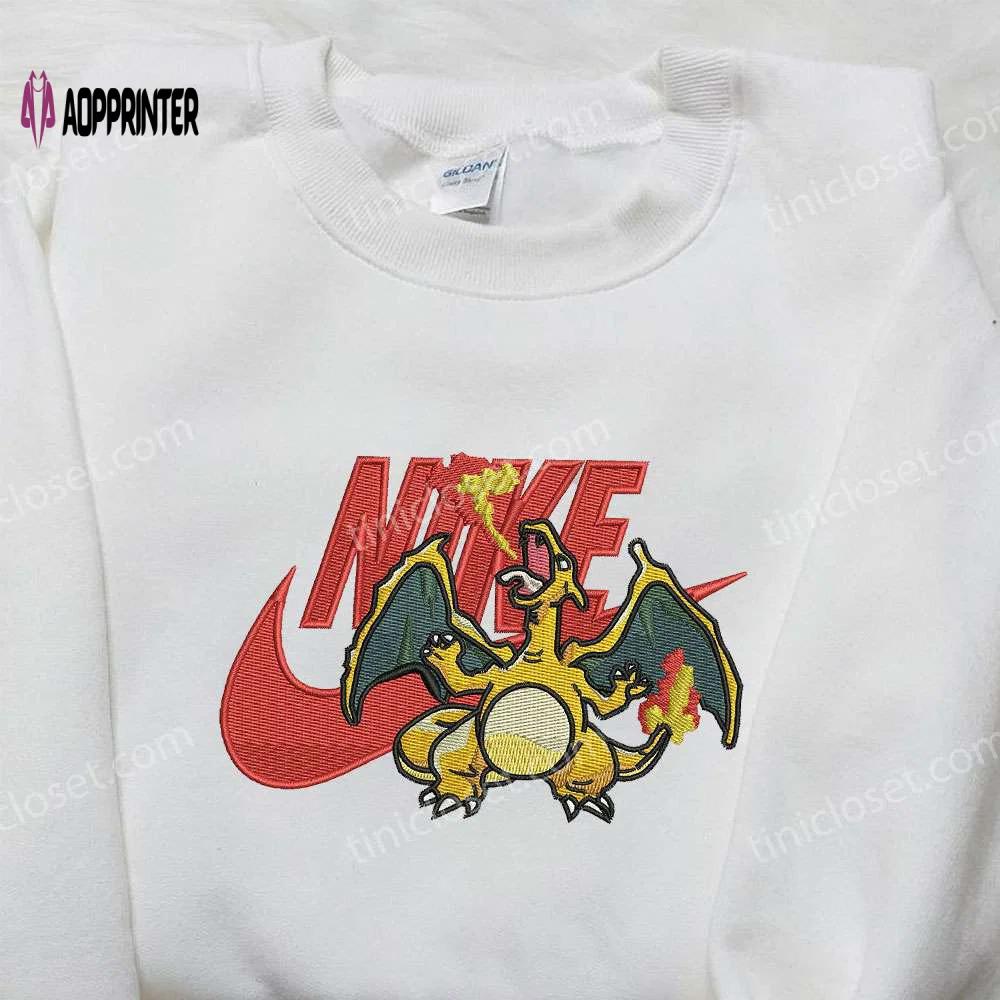 Charizard x nike embroidered sweatshirt: pokemon & nike inspired shirt Embroidered Shirt