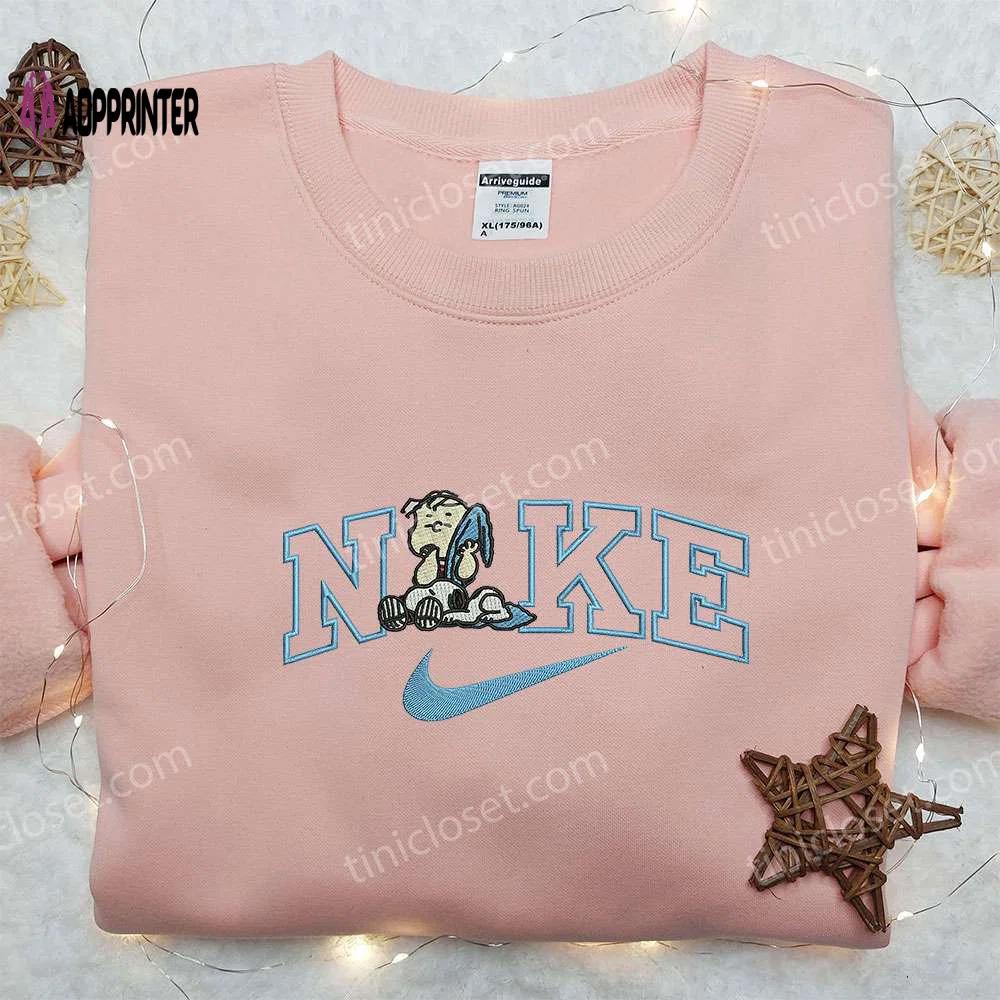 Charlie brown & snoopy x nike embroidered sweatshirt – peanuts cartoon shirt Embroidered Shirt