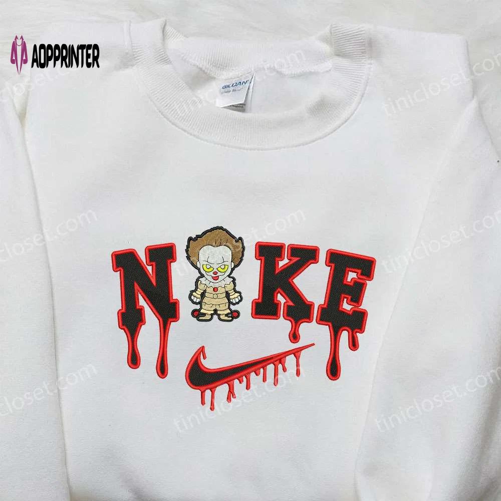 Chibi pennywise x nike embroidered sweatshirt: best it movie halloween gift Embroidered Shirt