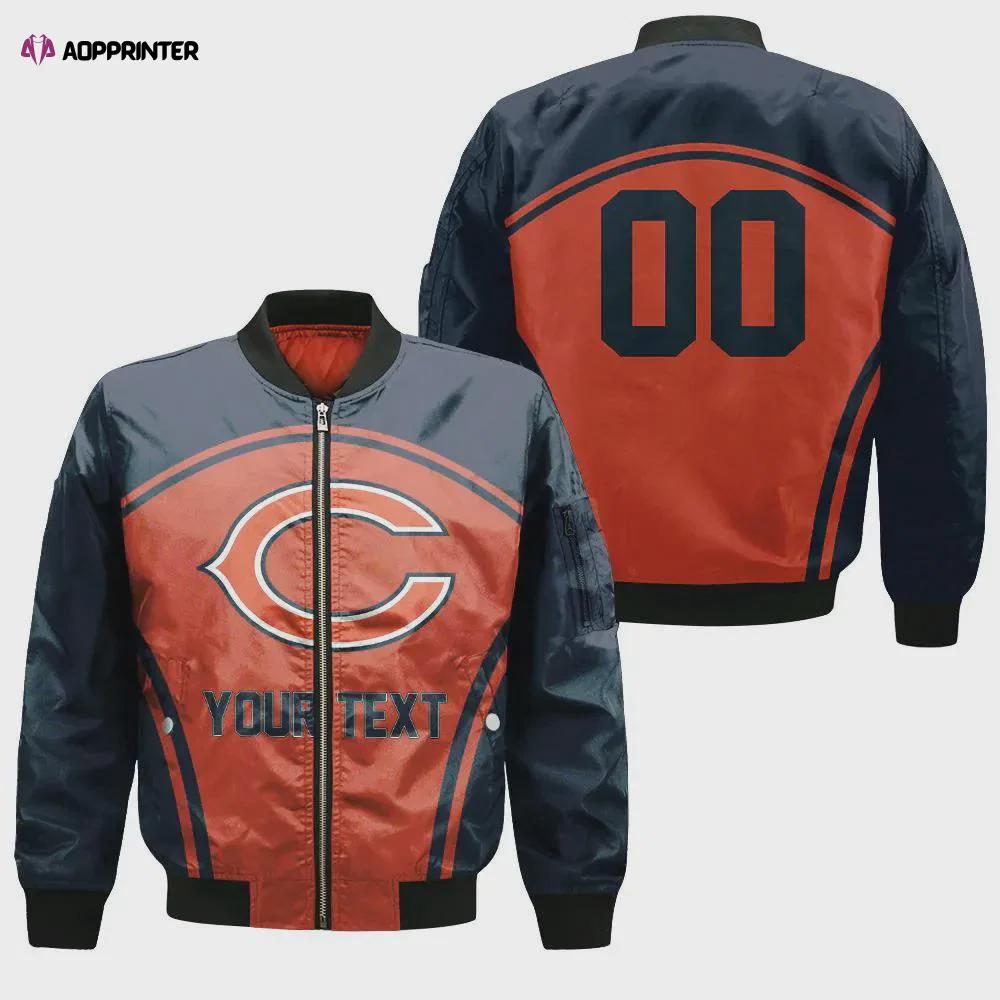 Chicago bears bomber jacket 3d printed custom text curve style sport Bomber Jacket