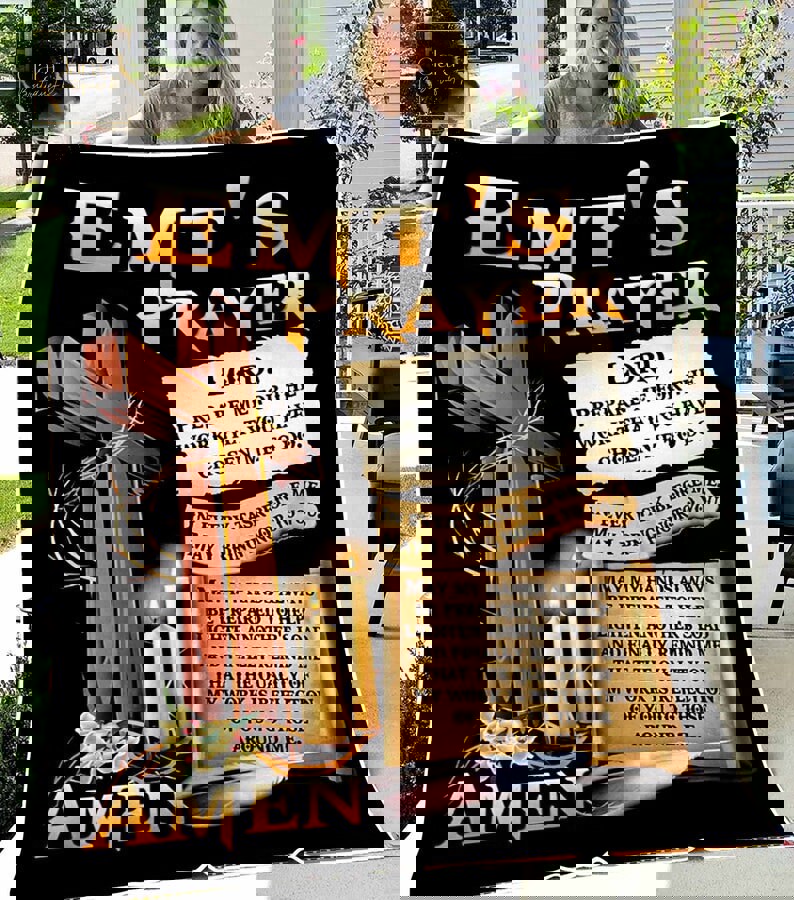 Christian bible verse - emt's prayer amen fleece blanket, mink sherpa blanket, jesus blanket, christian quilt, god lover blanket Quilt Blanket