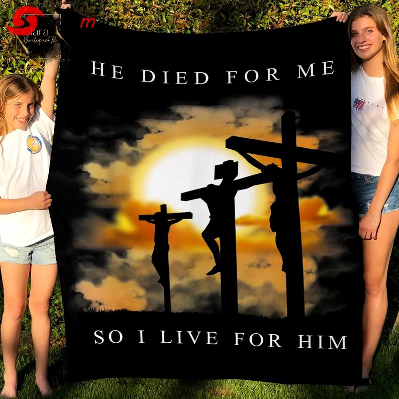 Christian bible verse - jesus died for me fleece blanket, mink sherpa blanket, jesus blanket, christian quilt, jesus died quilt Quilt Blanket