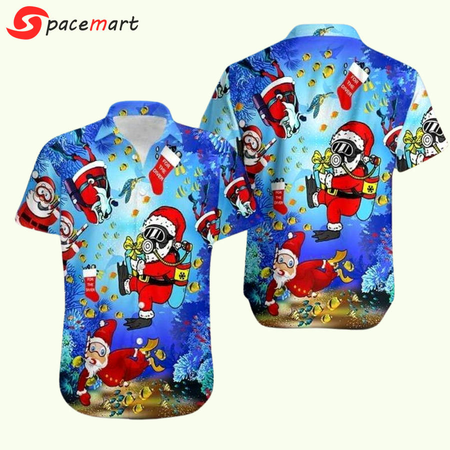 Christmas santa claus dives hawaiian shirt Hawaii Shirt Shorts & Flip Flops