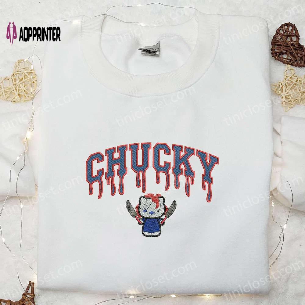 Chucky kitty embroidered sweatshirt: halloween hoodie perfect family gifts Embroidered Shirt