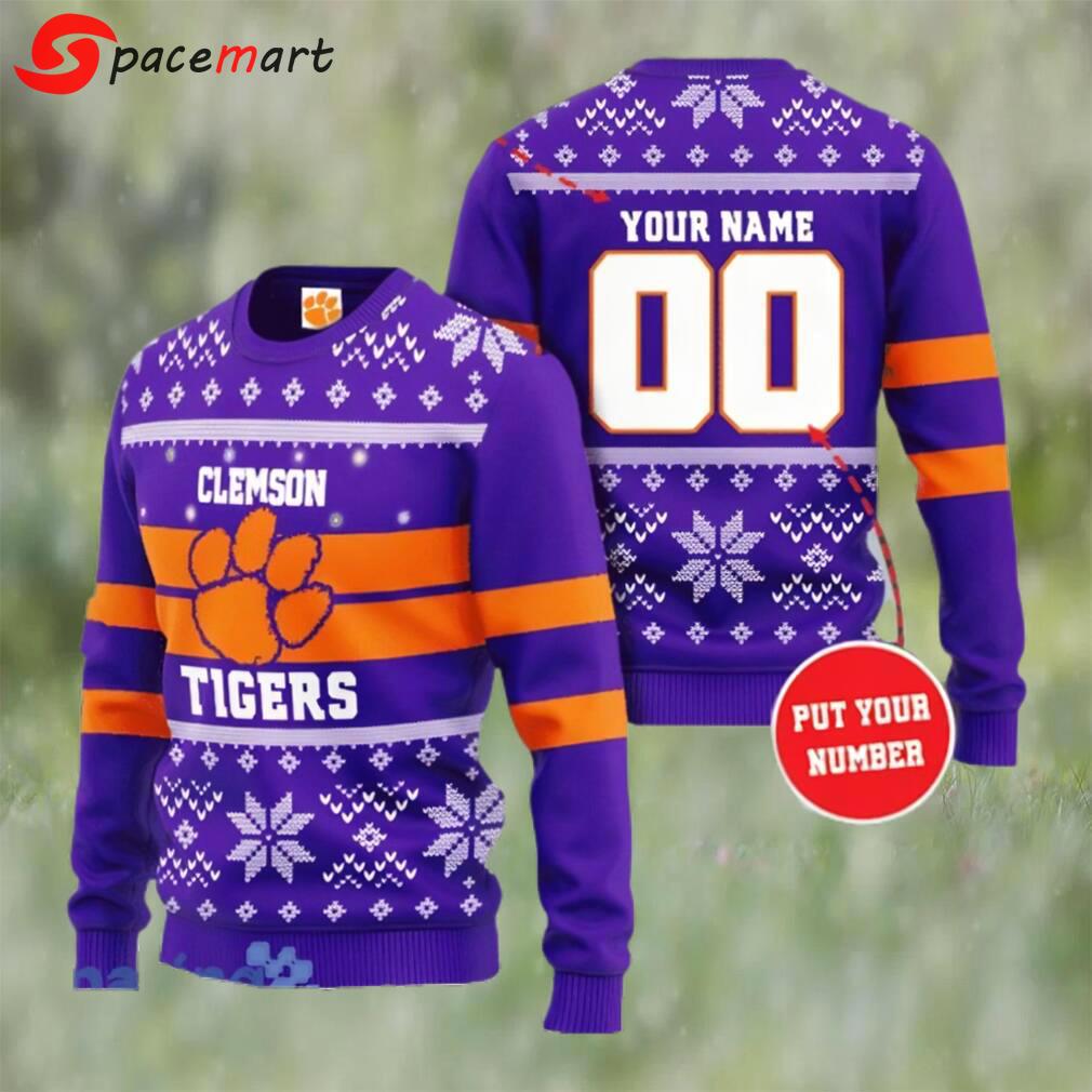 Clemson tigers custom name and number ugly christmas sweater Christmas Ugly Sweater